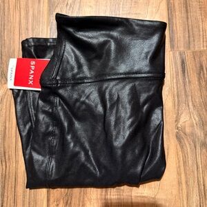 SPANX Shiny Black Biker Shorts NWT